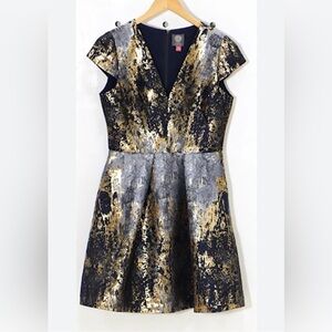 Vince Camuto Black and Gold Dress